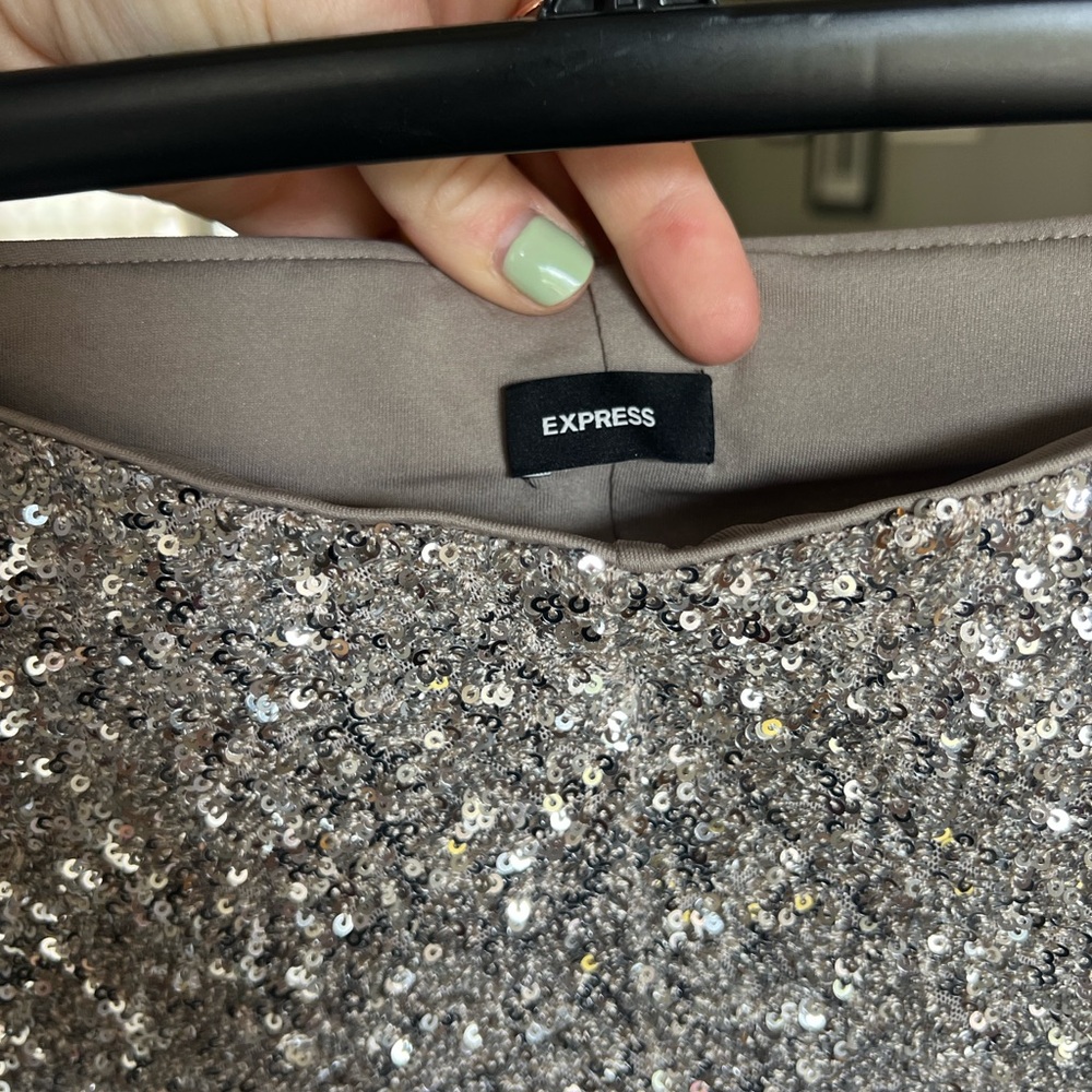 Express Silver Sequin Boot Cut Pants - image 3